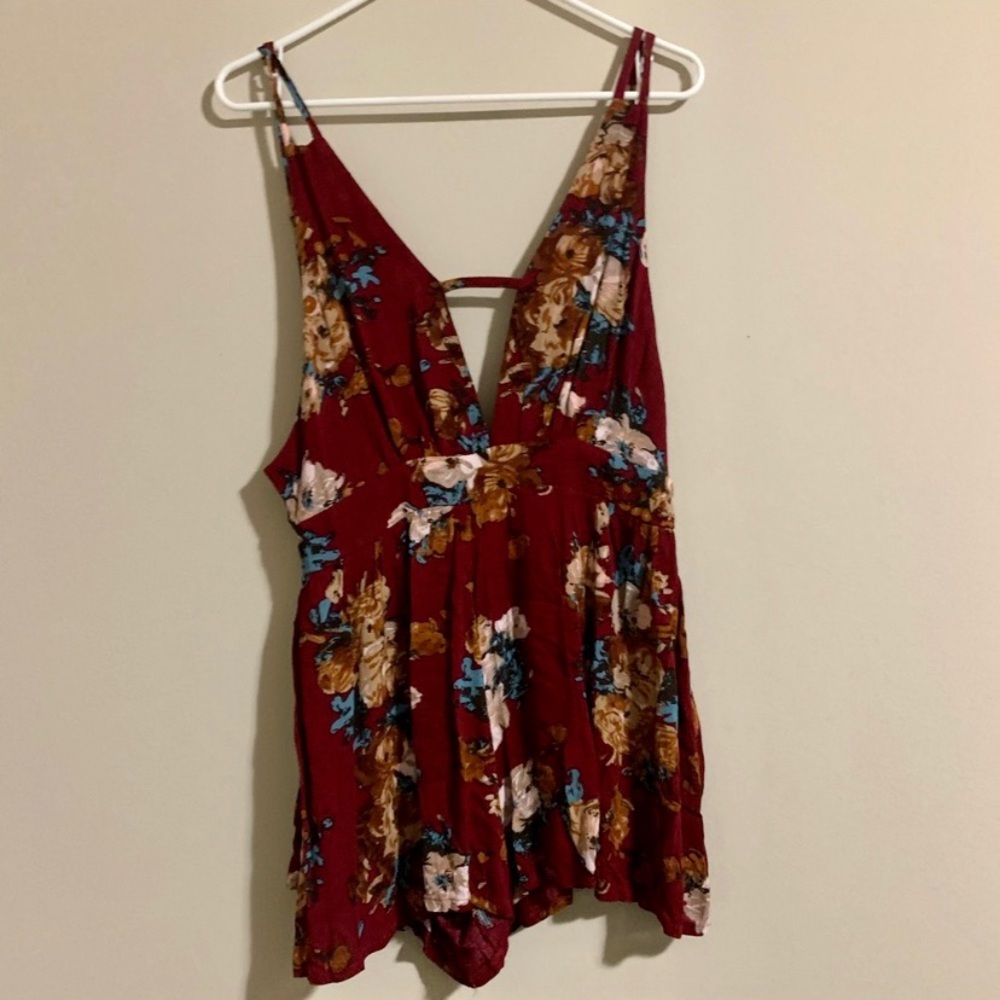 Maroon Floral Romper